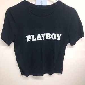 PLAYBOY Black Short Sleeve Tee Iconic Branding